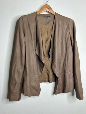 VINCE 100% Leather Tan Lightweight Waterfall Drape Moto Jacket Size Medium